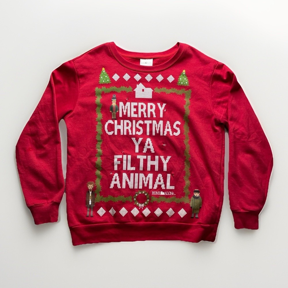 Home Alone Red Christmas Light Up Sweater Small *Does Not Work* Size L  Holiday